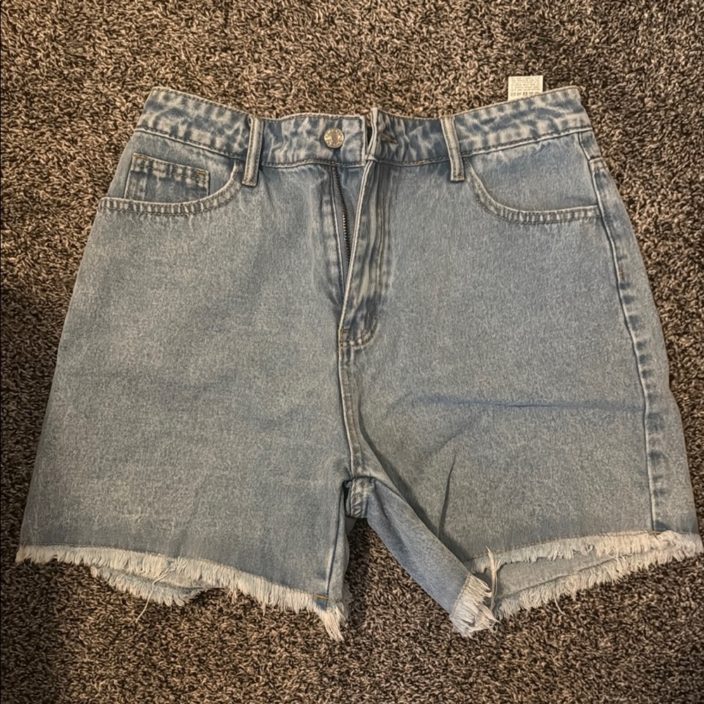 SHEIN Blue Jean Shorts with Frayed Hem